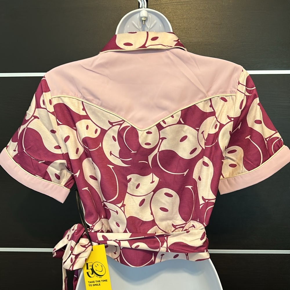 Unique Vintage Purple Yin Yang Wrap Crop Top - Picture 10 of 15